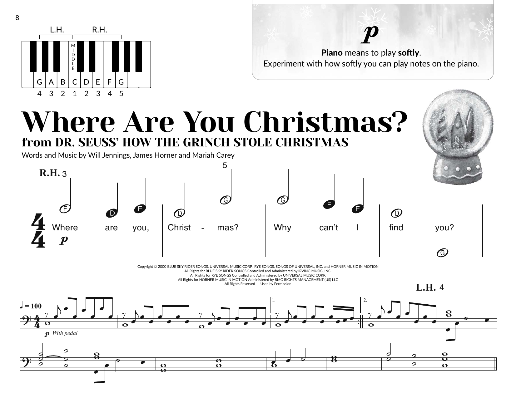 Faith Hill Where Are You Christmas? (arr. Brittany McCorriston) sheet music notes and chords arranged for Very Beginner Piano