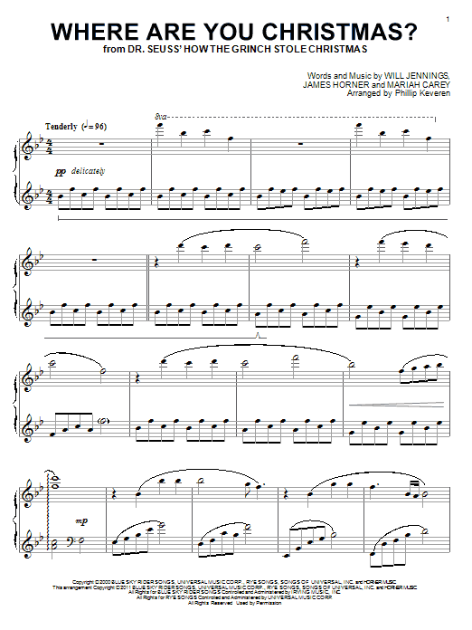 Faith Hill Where Are You Christmas? (arr. Phillip Keveren) (from How The Grinch Stole Christmas) sheet music notes and chords arranged for Piano Solo
