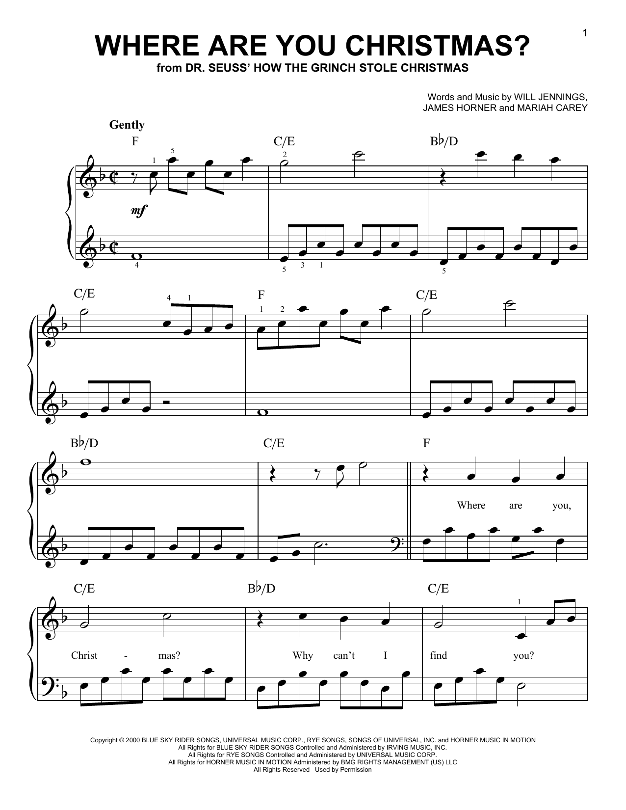 Faith Hill Where Are You Christmas? (from How The Grinch Stole Christmas) sheet music notes and chords arranged for ChordBuddy
