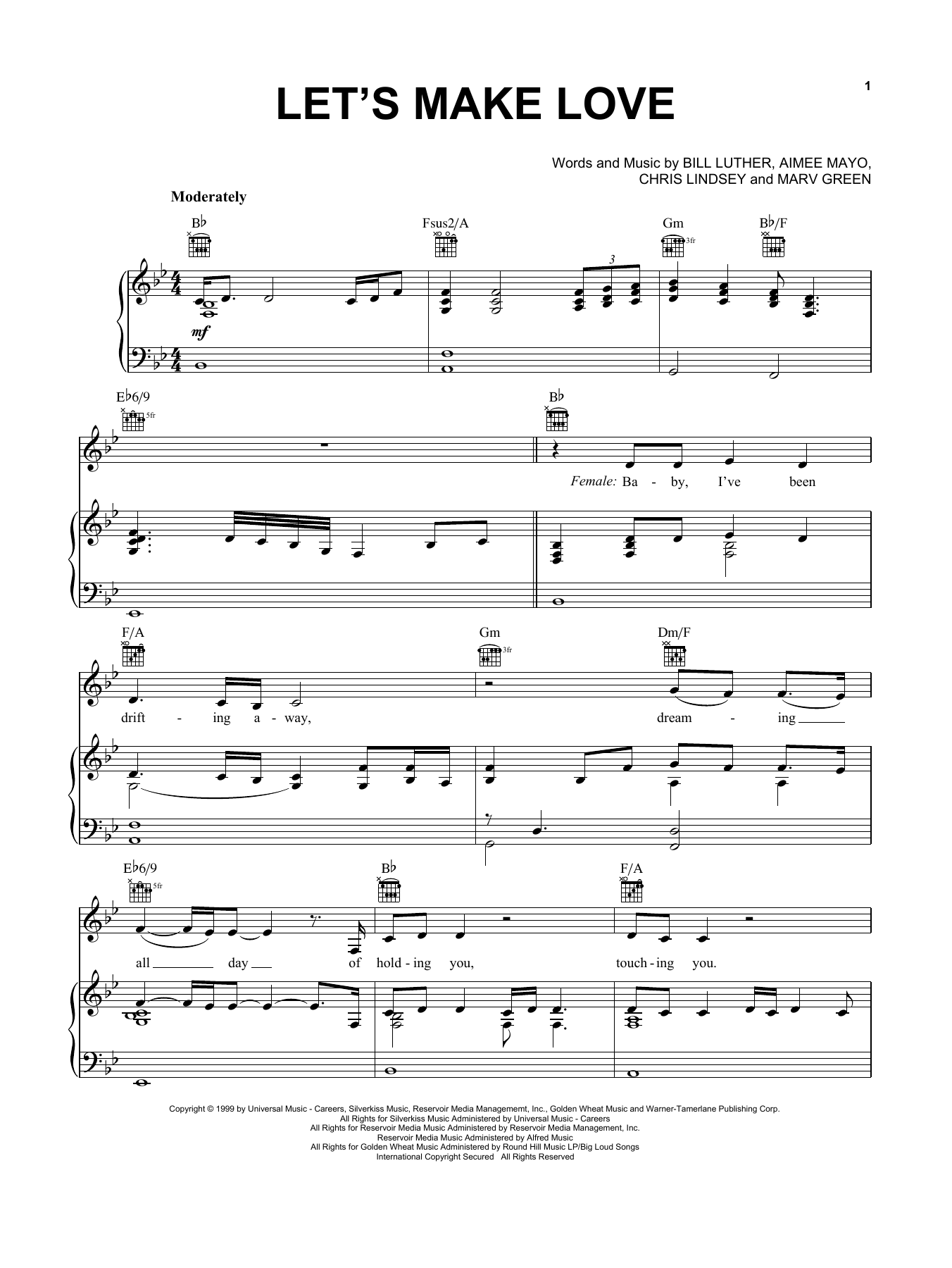 Faith Hill with Tim McGraw Let's Make Love sheet music notes and chords arranged for Piano, Vocal & Guitar Chords (Right-Hand Melody)