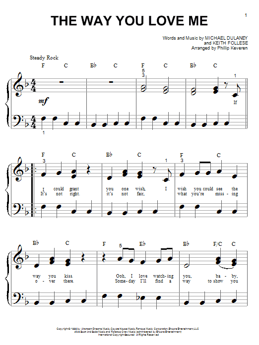 Faith Hill The Way You Love Me (arr. Phillip Keveren) sheet music notes and chords arranged for Big Note Piano