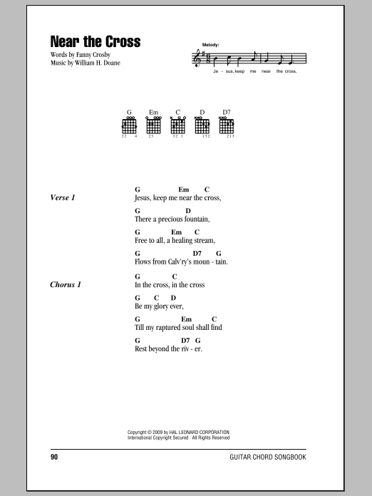 Fanny J. Crosby Near The Cross sheet music notes and chords arranged for Guitar Chords/Lyrics