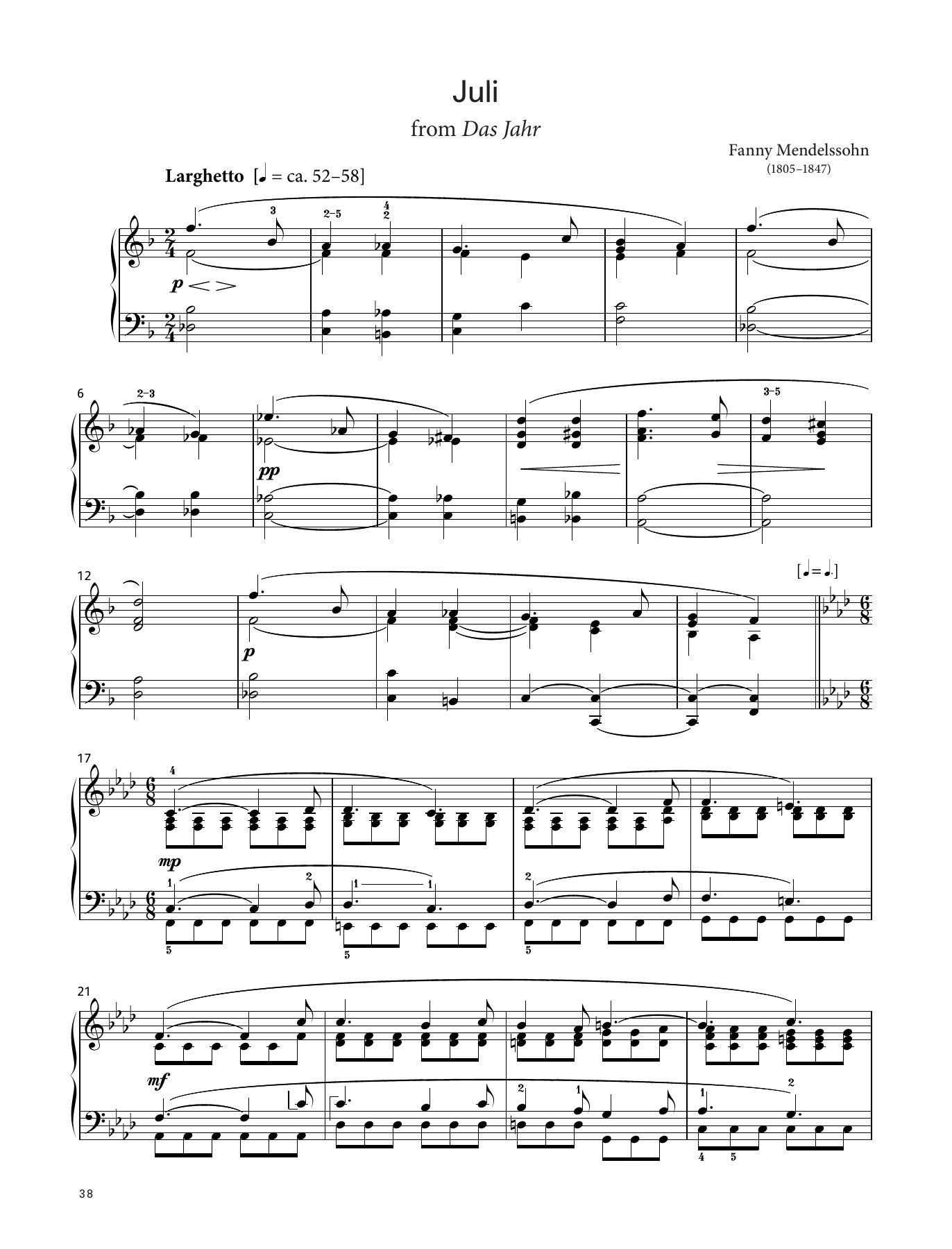 Fanny Mendelssohn Hensel Juli (LCME Piano 2018 Grade 7 List A) sheet music notes and chords arranged for Piano Solo