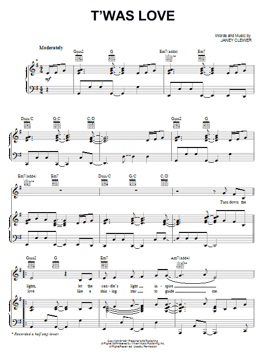 Patti LaBelle T'was Love sheet music notes and chords arranged for Piano, Vocal & Guitar Chords (Right-Hand Melody)