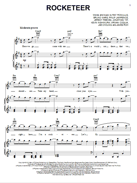 Far East Movement Rocketeer sheet music notes and chords arranged for Piano, Vocal & Guitar Chords (Right-Hand Melody)