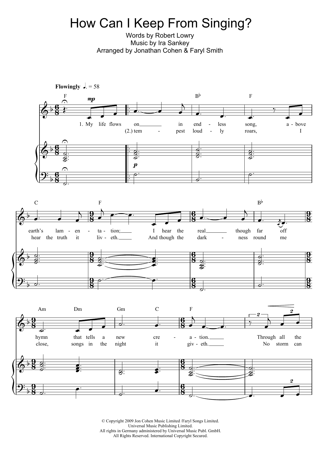 Faryl Smith How Can I Keep From Singing? sheet music notes and chords arranged for Piano & Vocal