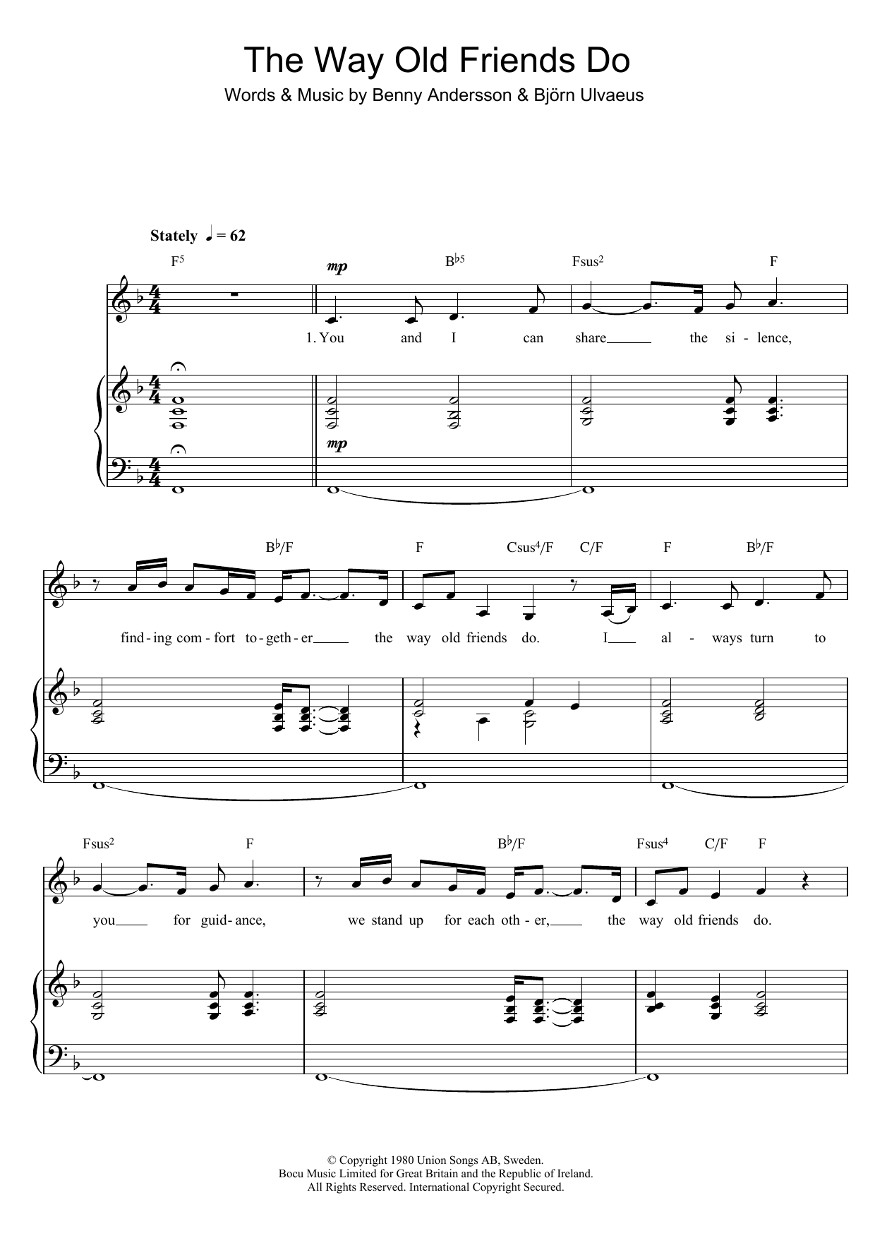 Faryl Smith The Way Old Friends Do sheet music notes and chords arranged for Piano & Vocal