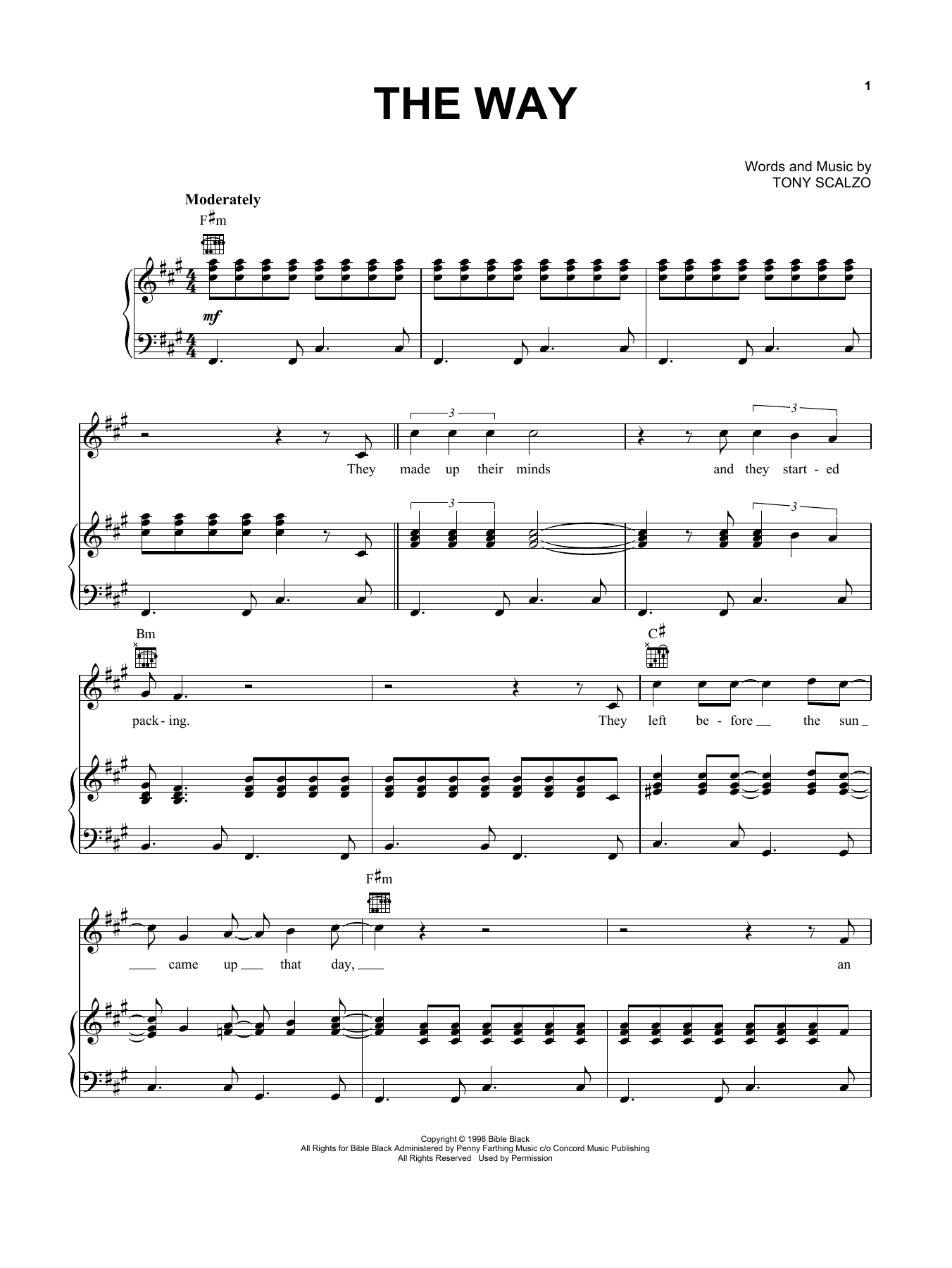 Fastball The Way sheet music notes and chords arranged for Guitar Lead Sheet