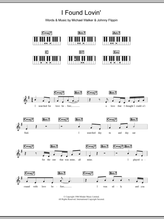 Fatback Band I Found Lovin' sheet music notes and chords arranged for Piano, Vocal & Guitar Chords