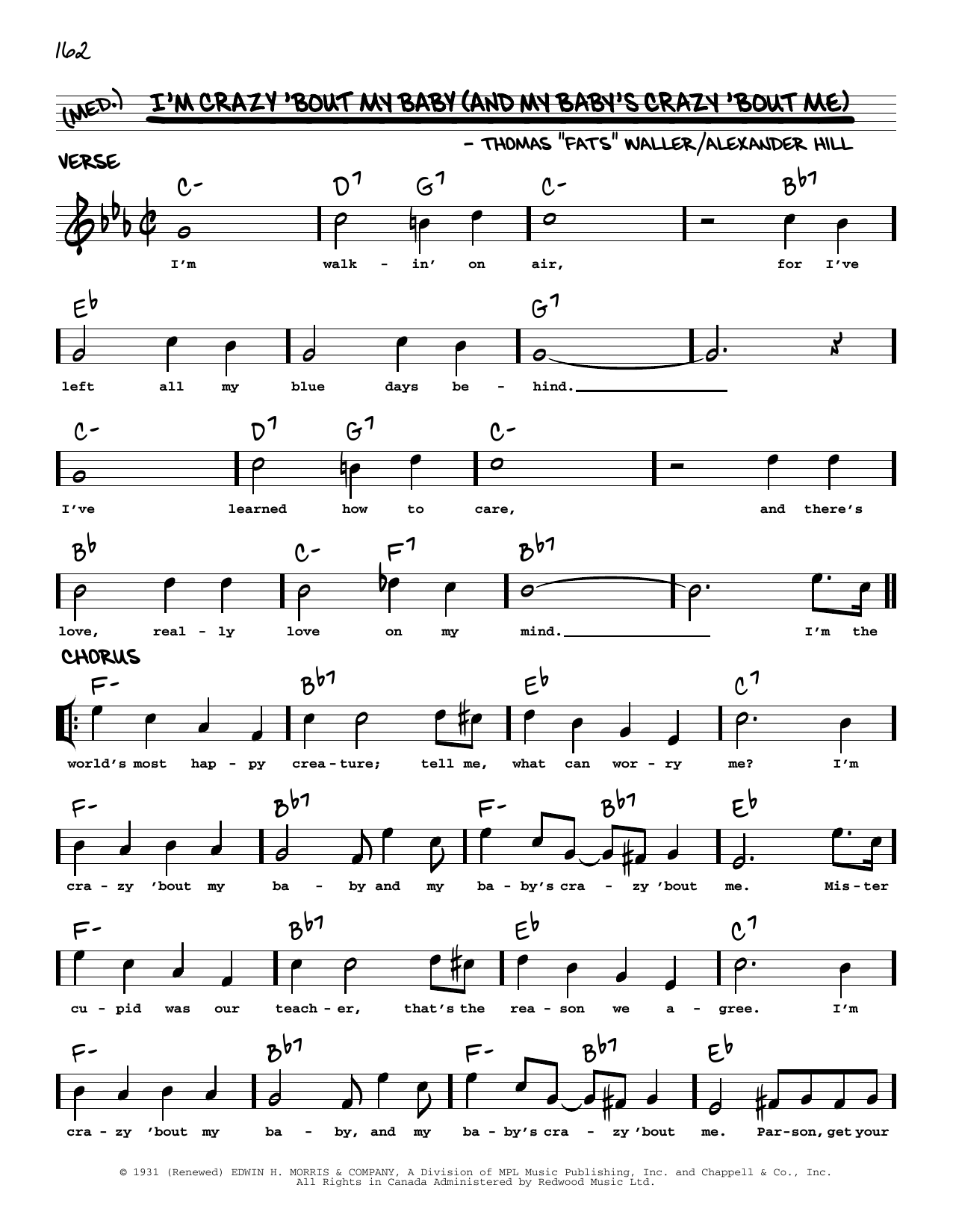 Fats Waller I'm Crazy 'Bout My Baby (And My Baby's Crazy 'Bout Me) (arr. Robert Rawlins) sheet music notes and chords arranged for Real Book – Melody, Lyrics & Chords
