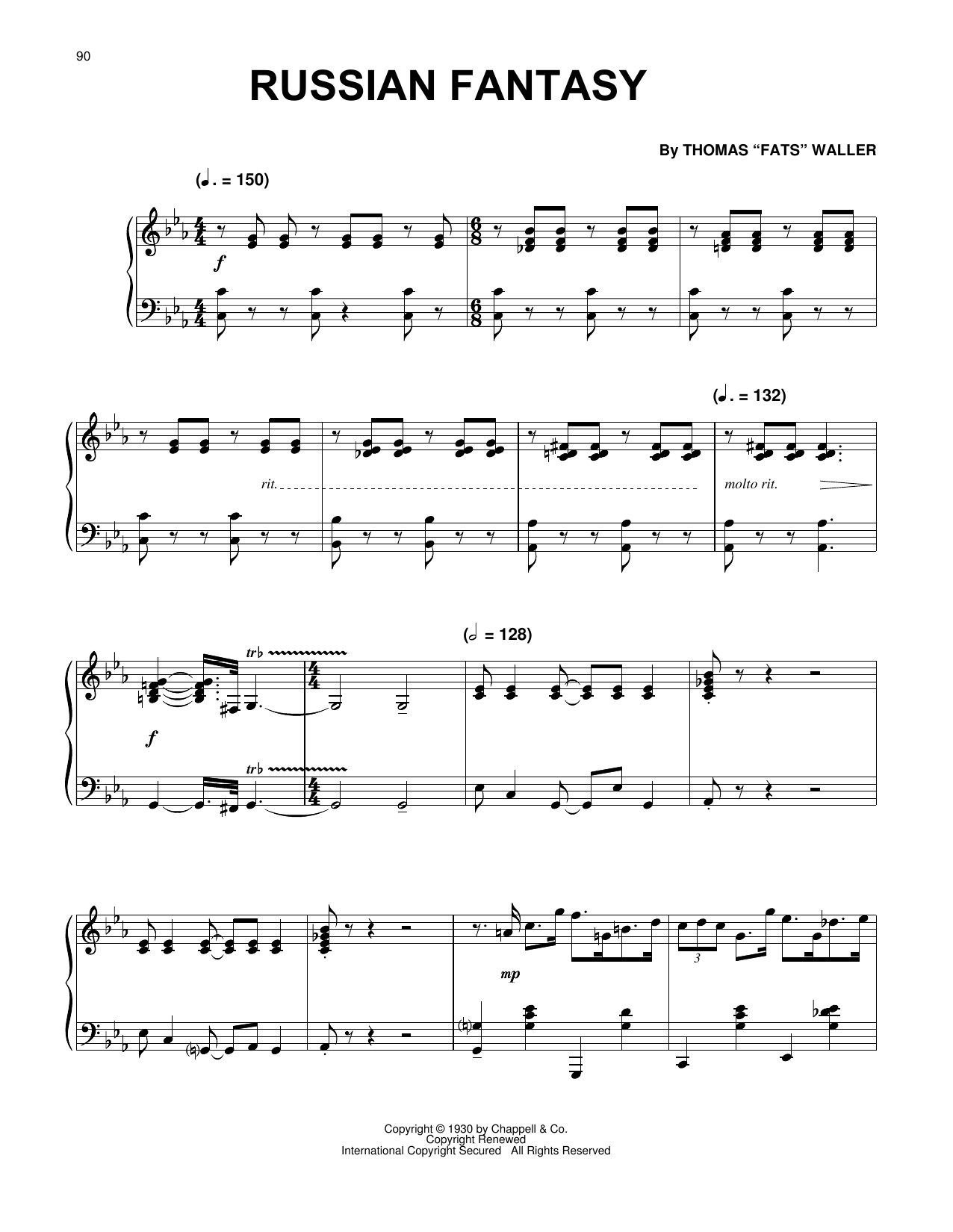 Fats Waller Russian Fantasy sheet music notes and chords arranged for Piano Solo