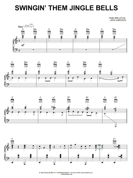 Fats Waller Swingin' Them Jingle Bells sheet music notes and chords arranged for Piano, Vocal & Guitar Chords (Right-Hand Melody)