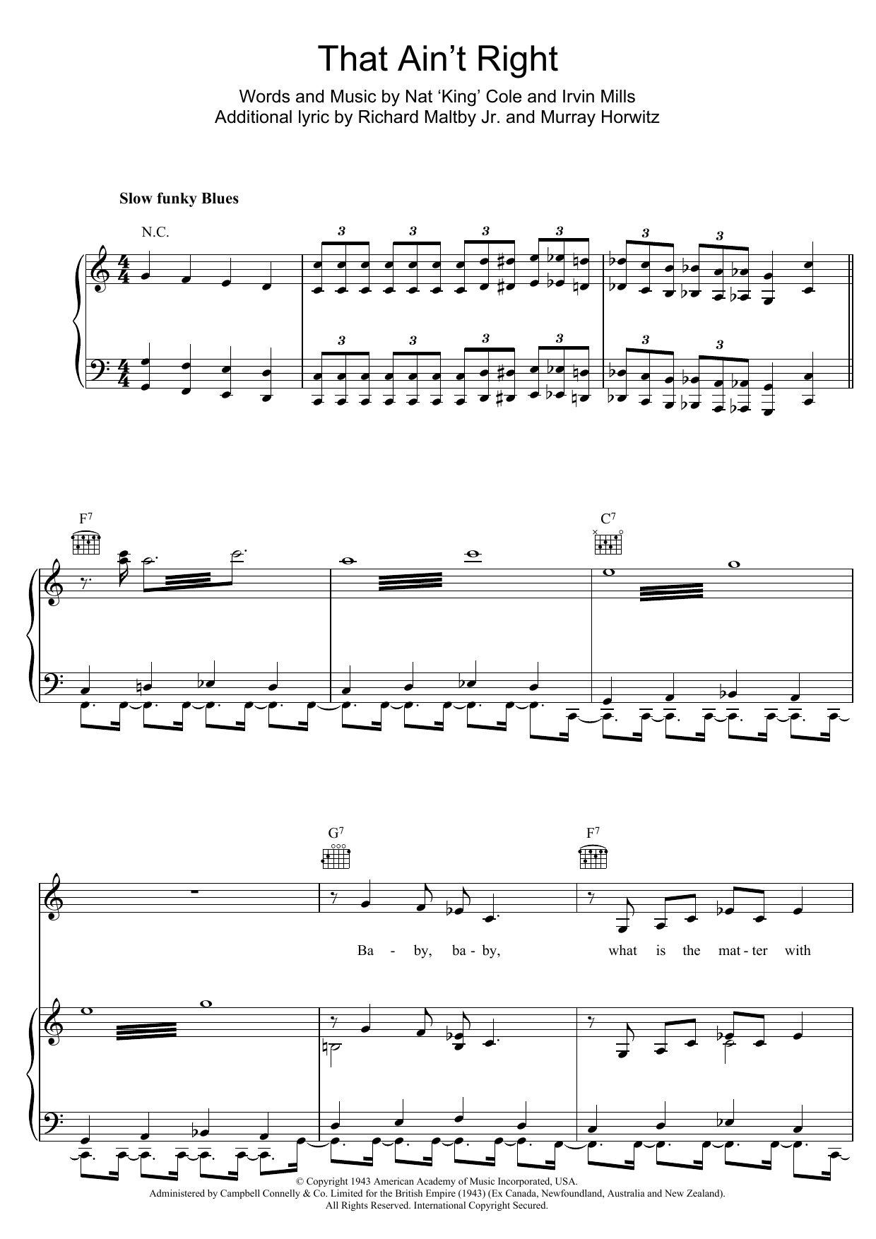 Fats Waller That Ain't Right sheet music notes and chords arranged for Piano, Vocal & Guitar Chords
