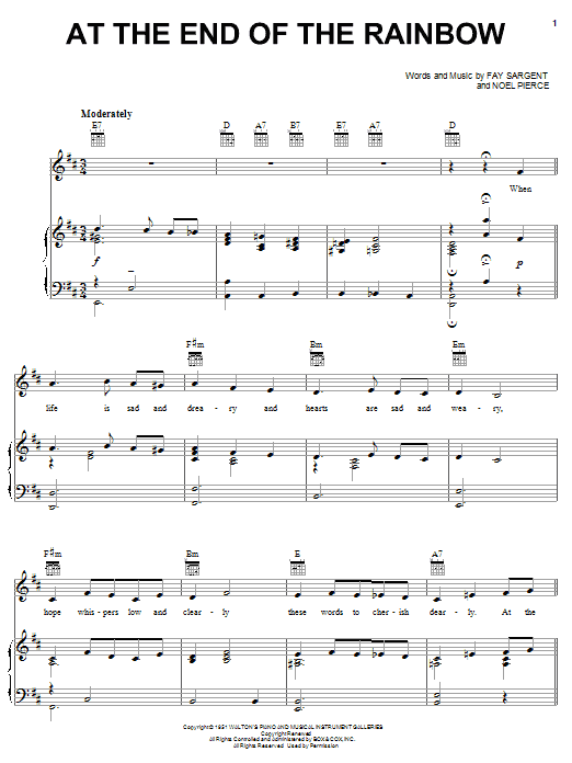 Fay Sargent At The End Of The Rainbow sheet music notes and chords arranged for Piano, Vocal & Guitar Chords (Right-Hand Melody)
