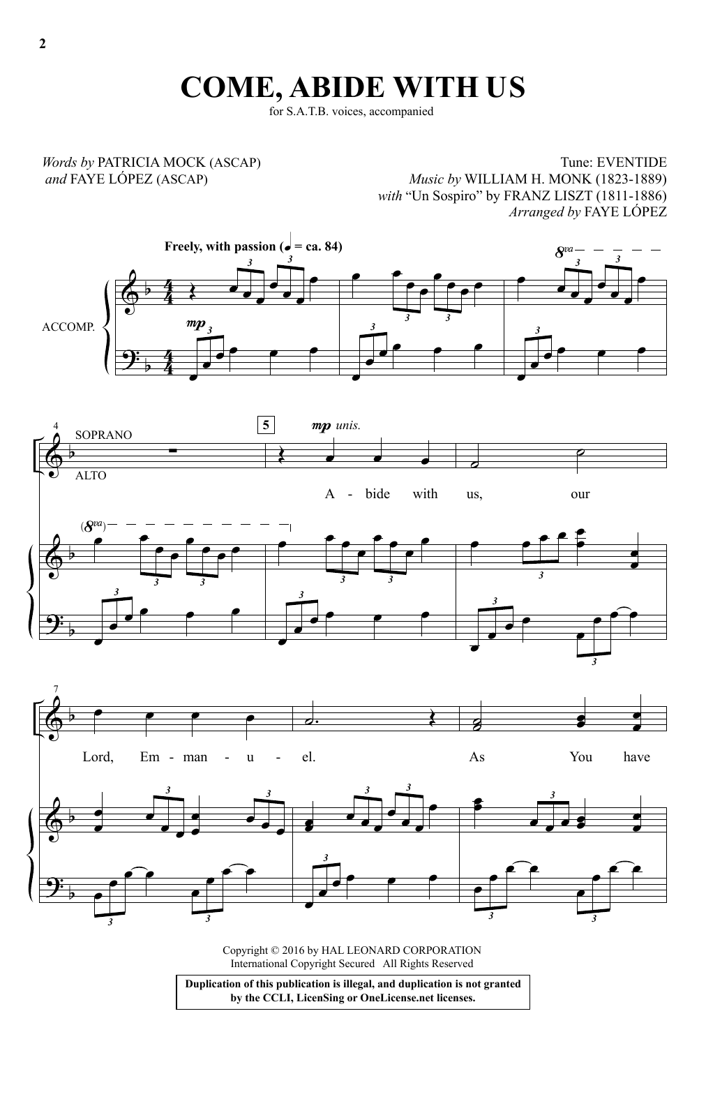 Faye Lopez Come, Abide With Us sheet music notes and chords arranged for SATB Choir