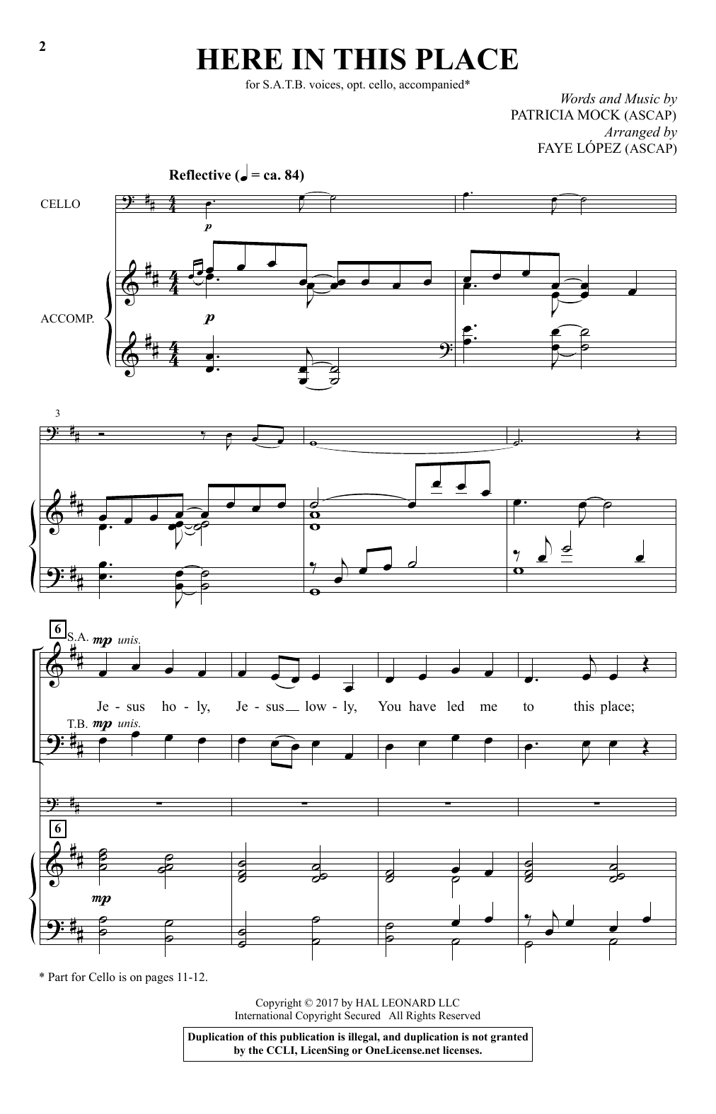 Faye López Here In This Place sheet music notes and chords arranged for SATB Choir