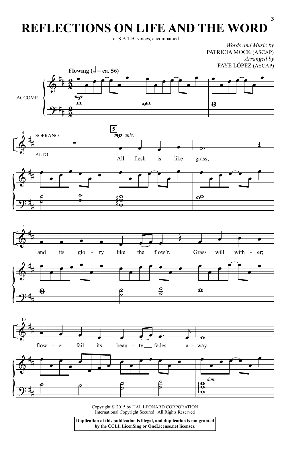 Faye Lopez Reflections On Life And The Word sheet music notes and chords arranged for SATB Choir