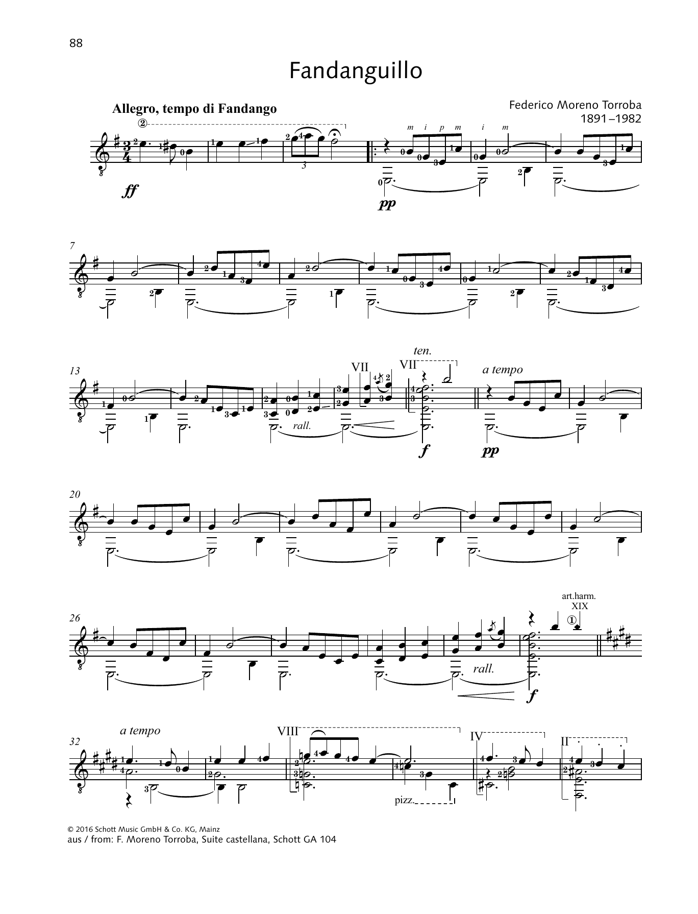 Federico Moreno-Torroba Fandanguillo sheet music notes and chords arranged for Solo Guitar