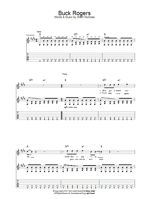 Feeder Buck Rogers sheet music notes and chords arranged for Guitar Chords/Lyrics