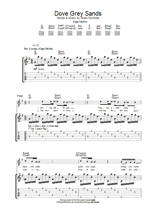Feeder Dove Grey Sands sheet music notes and chords arranged for Guitar Tab