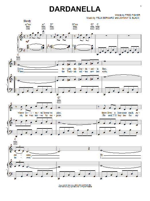Felix Bernard Dardanella sheet music notes and chords arranged for Lead Sheet / Fake Book