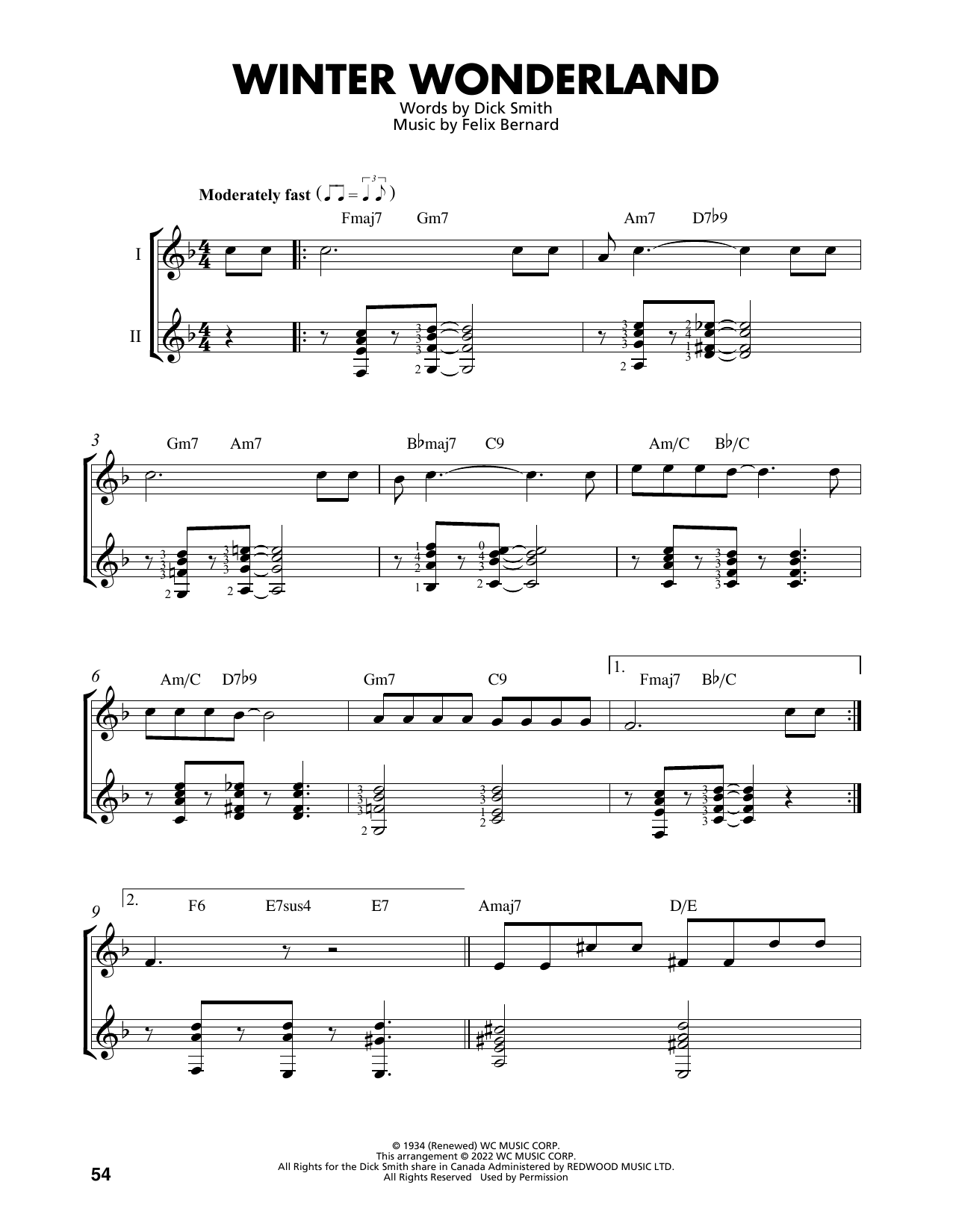 Felix Bernard Winter Wonderland (arr. Mark Phillips) sheet music notes and chords arranged for Easy Guitar Tab
