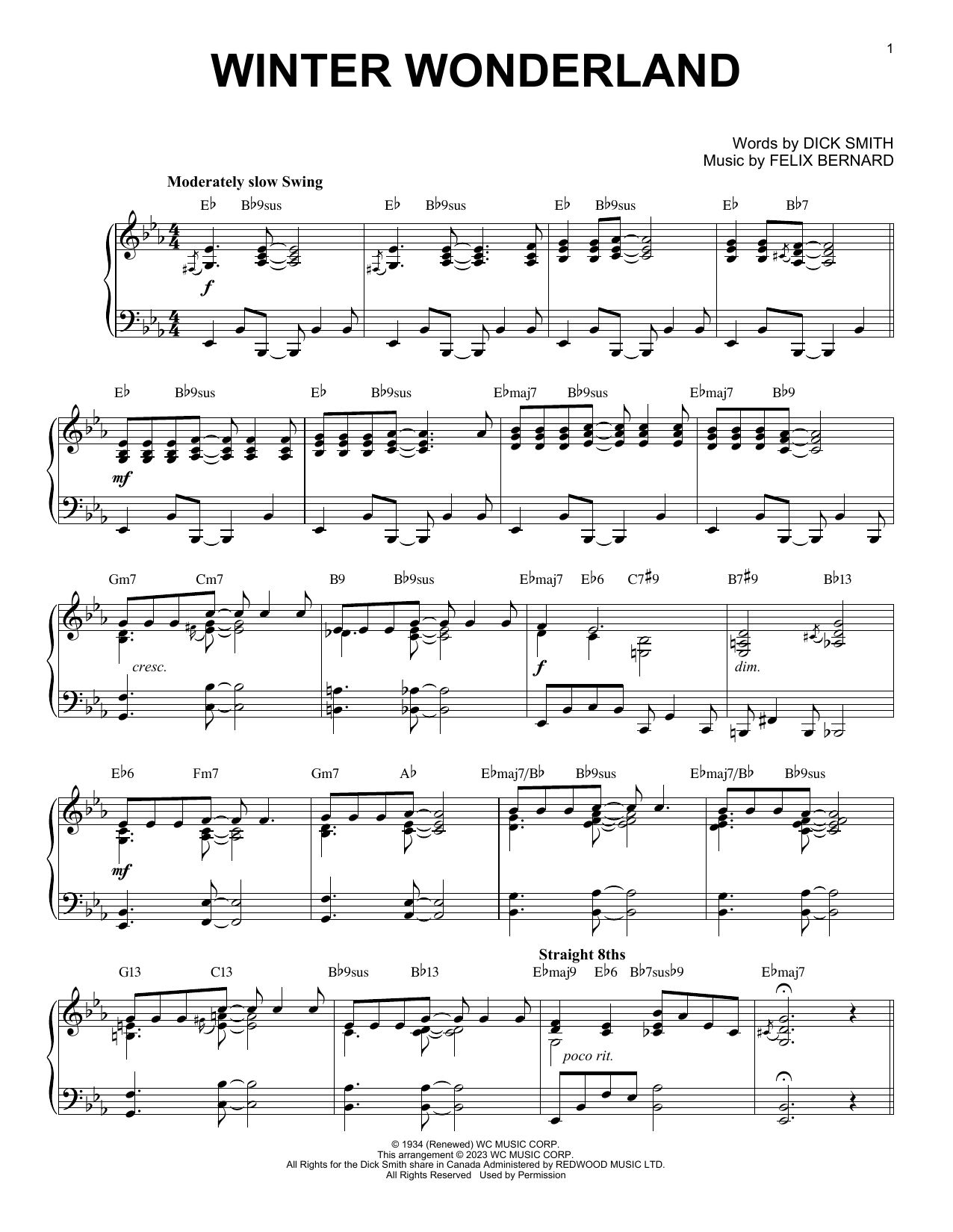 Felix Bernard Winter Wonderland [Boogie Woogie version] (arr. Brent Edstrom) sheet music notes and chords arranged for Piano Solo