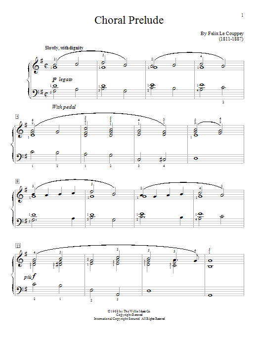 Félix Le Couppey Choral Prelude sheet music notes and chords arranged for Educational Piano