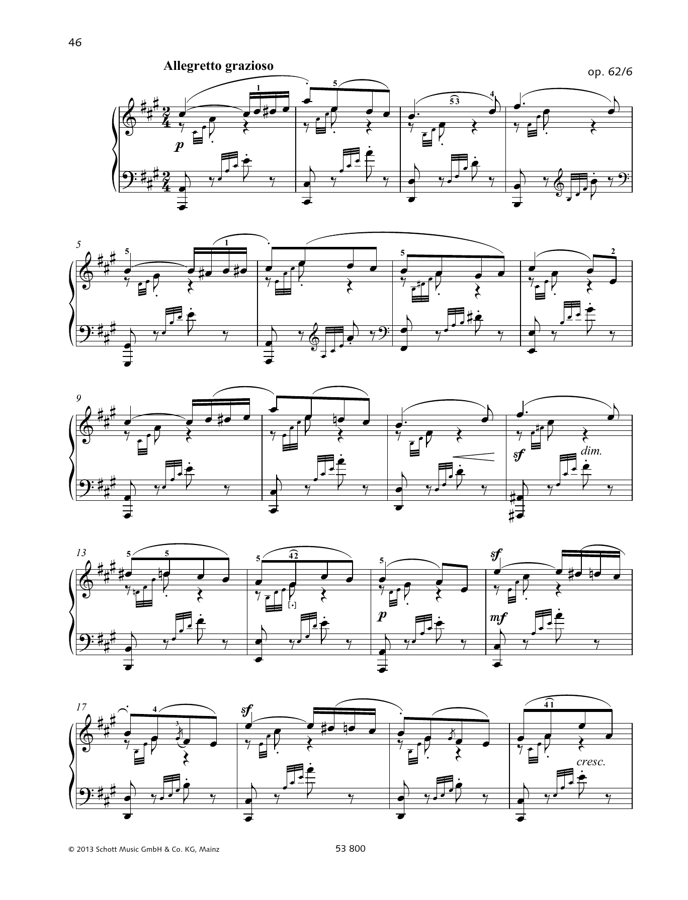 Felix Mendelssohn Bartholdy Allegretto Grazioso sheet music notes and chords arranged for Piano Solo