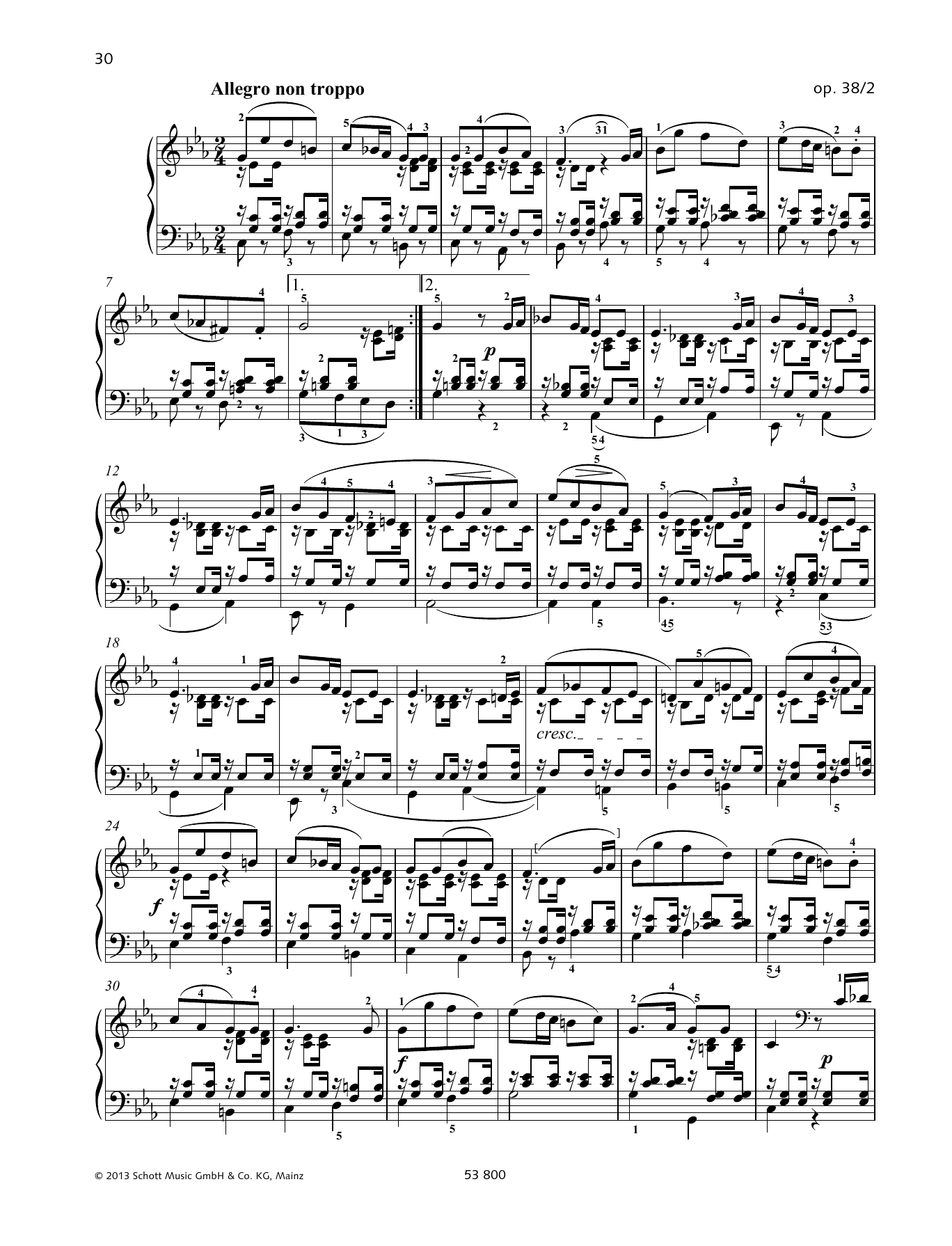 Felix Mendelssohn Bartholdy Allegro non troppo sheet music notes and chords arranged for Piano Solo