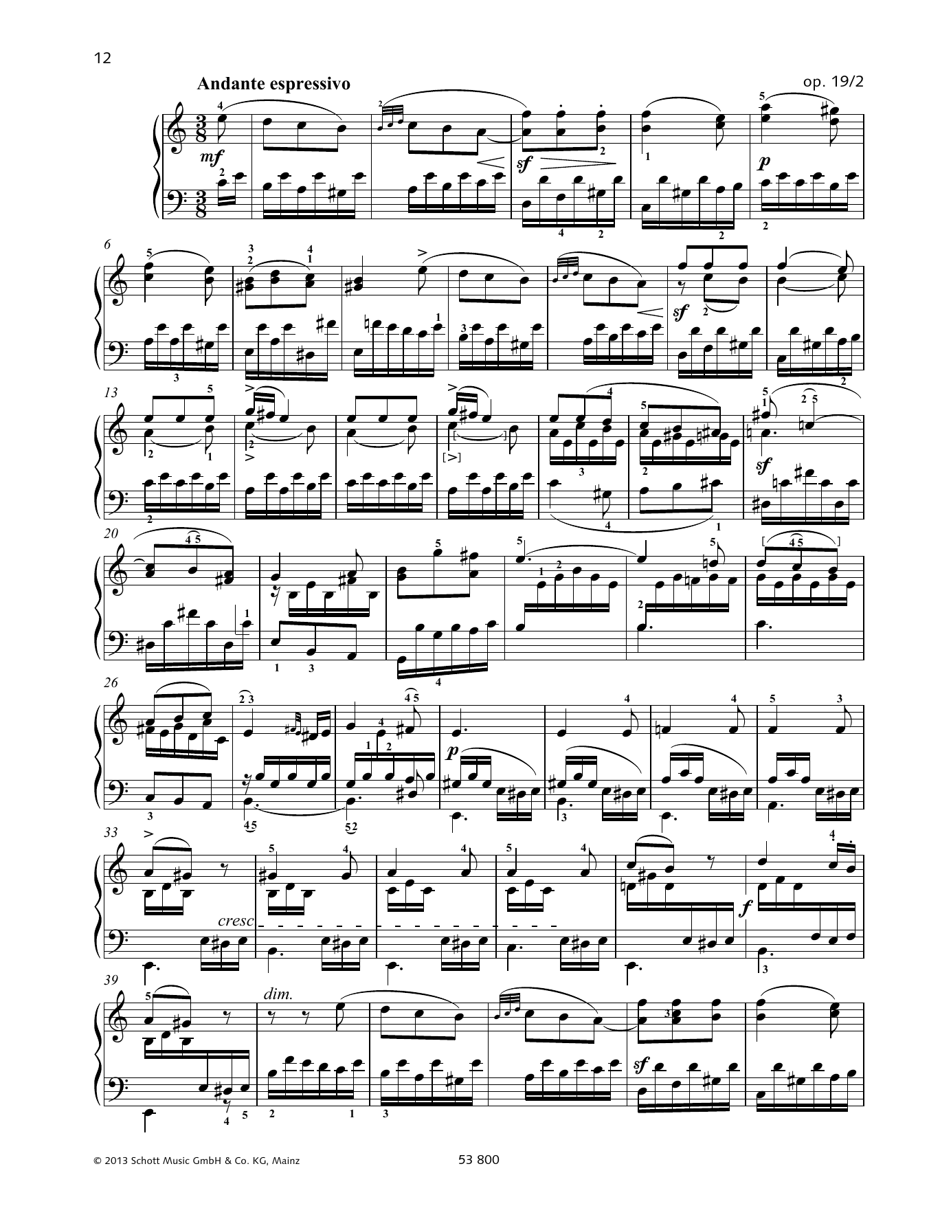 Felix Mendelssohn Bartholdy Andante espressivo sheet music notes and chords arranged for Piano Solo