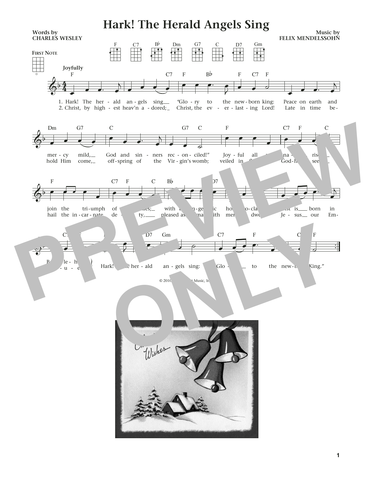 Felix Mendelssohn-Bartholdy Hark! The Herald Angels Sing (from The Daily Ukulele) (arr. Liz and Jim Beloff) sheet music notes and chords arranged for Ukulele