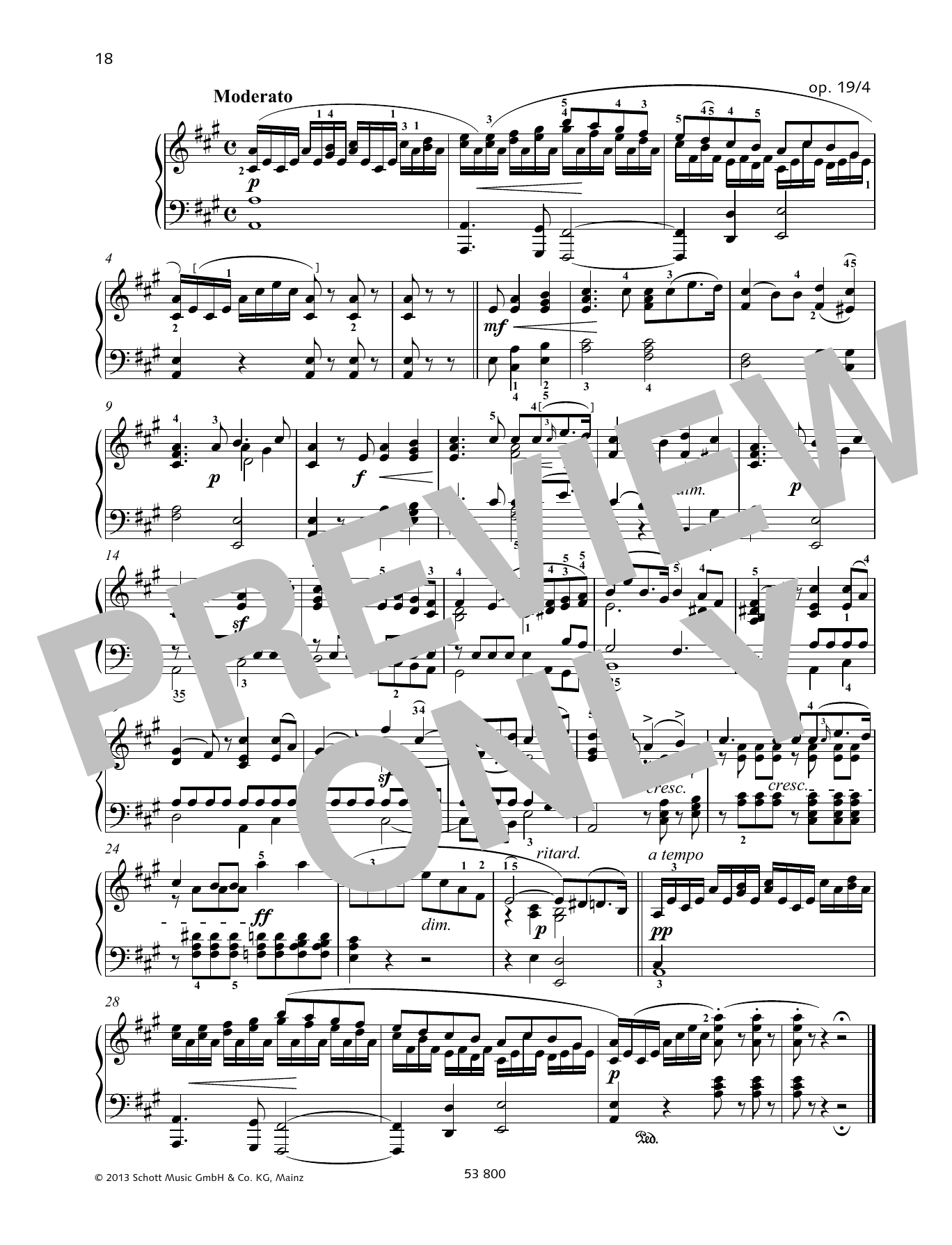 Felix Mendelssohn Bartholdy Moderato sheet music notes and chords arranged for Piano Solo