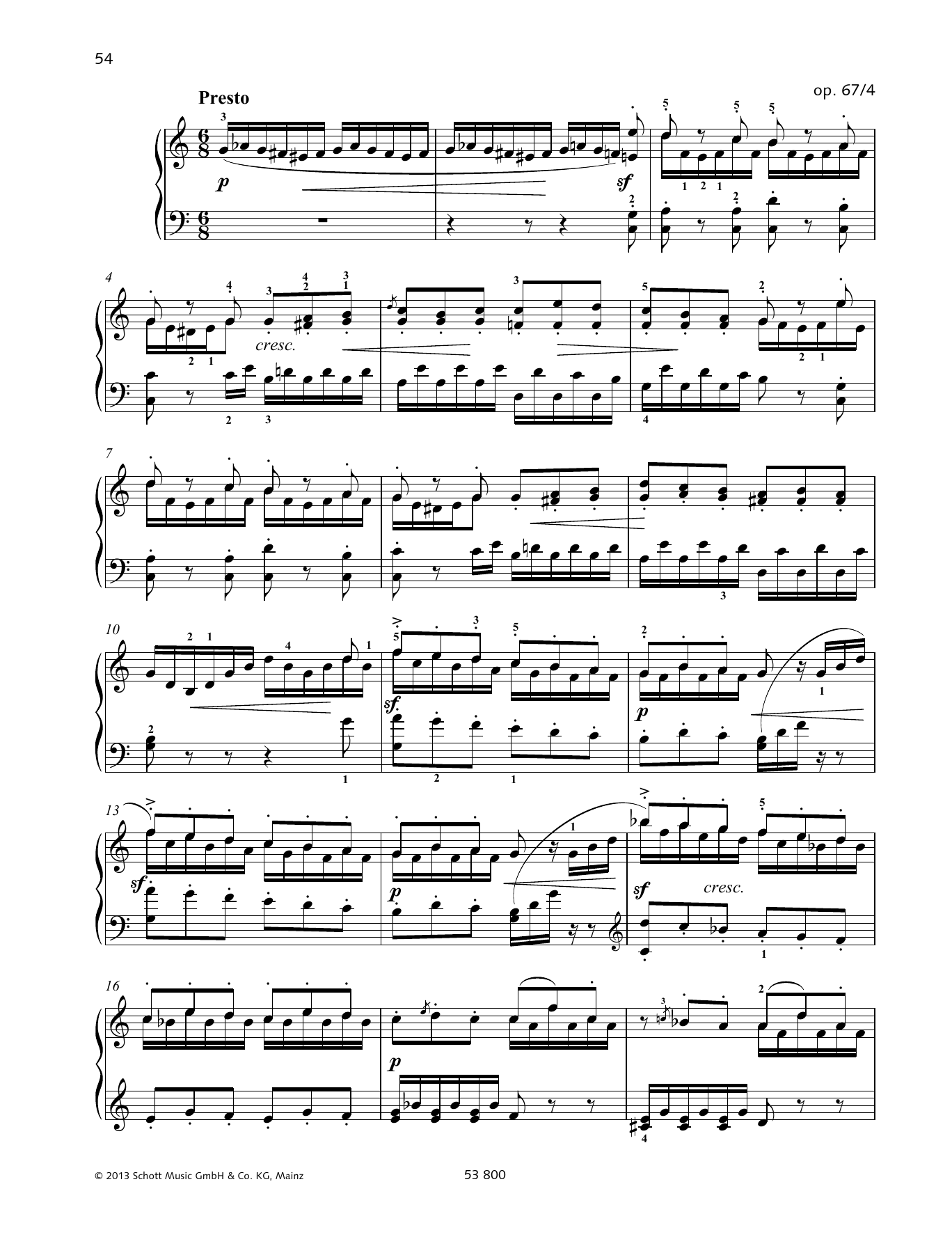 Felix Mendelssohn Bartholdy Presto sheet music notes and chords arranged for Piano Solo