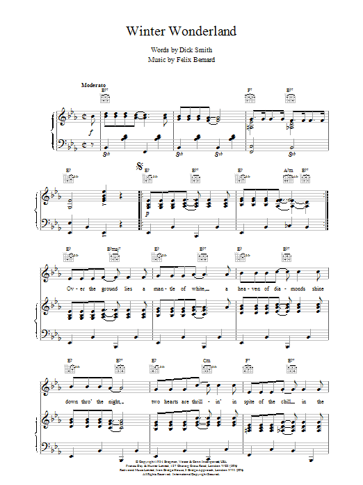 Felix Bernard Winter Wonderland sheet music notes and chords. Download Printable PDF.