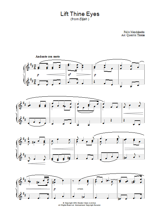 Felix Mendelssohn Lift Thine Eyes sheet music notes and chords. Download Printable PDF.