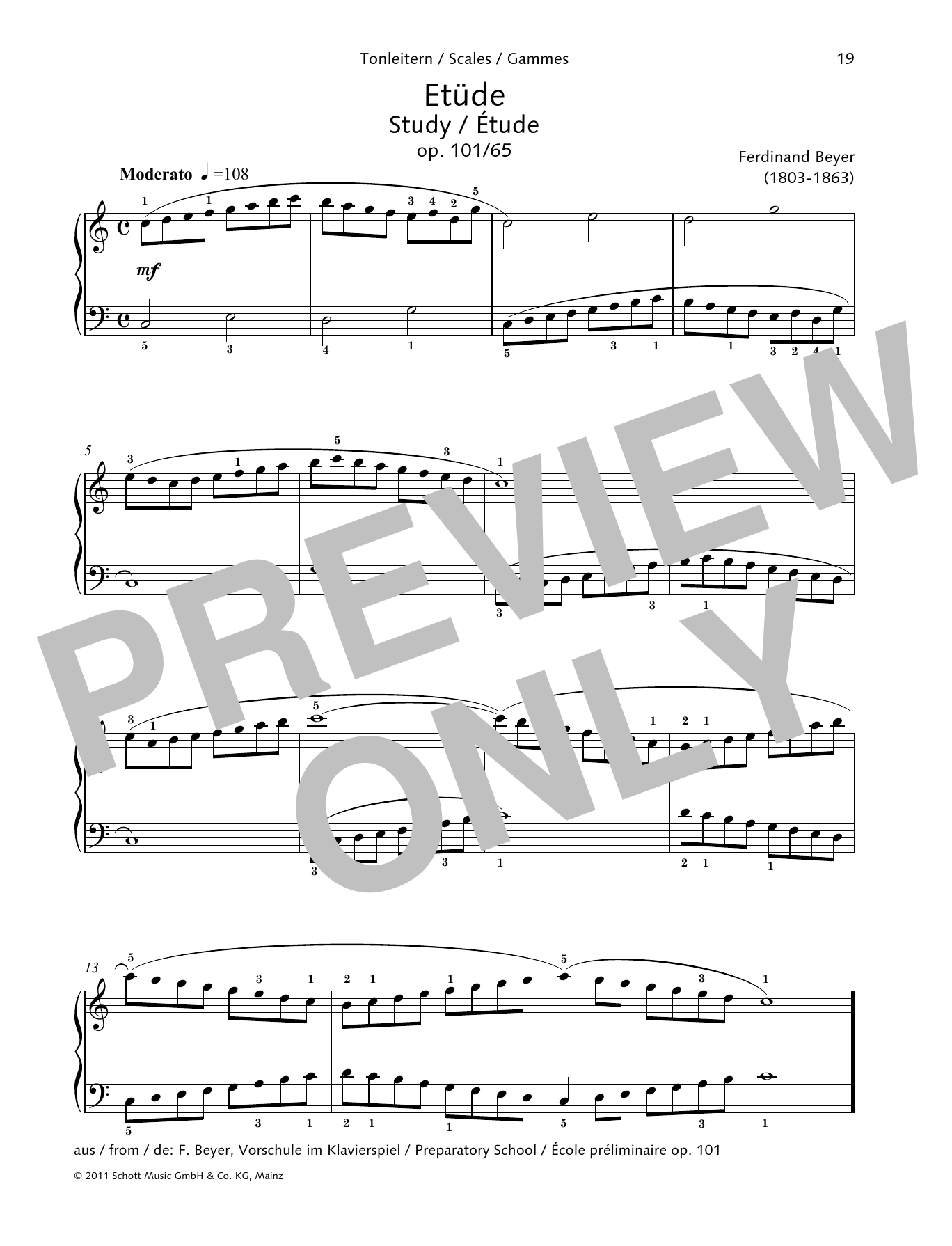 Ferdinand Beyer Study sheet music notes and chords arranged for Piano Solo