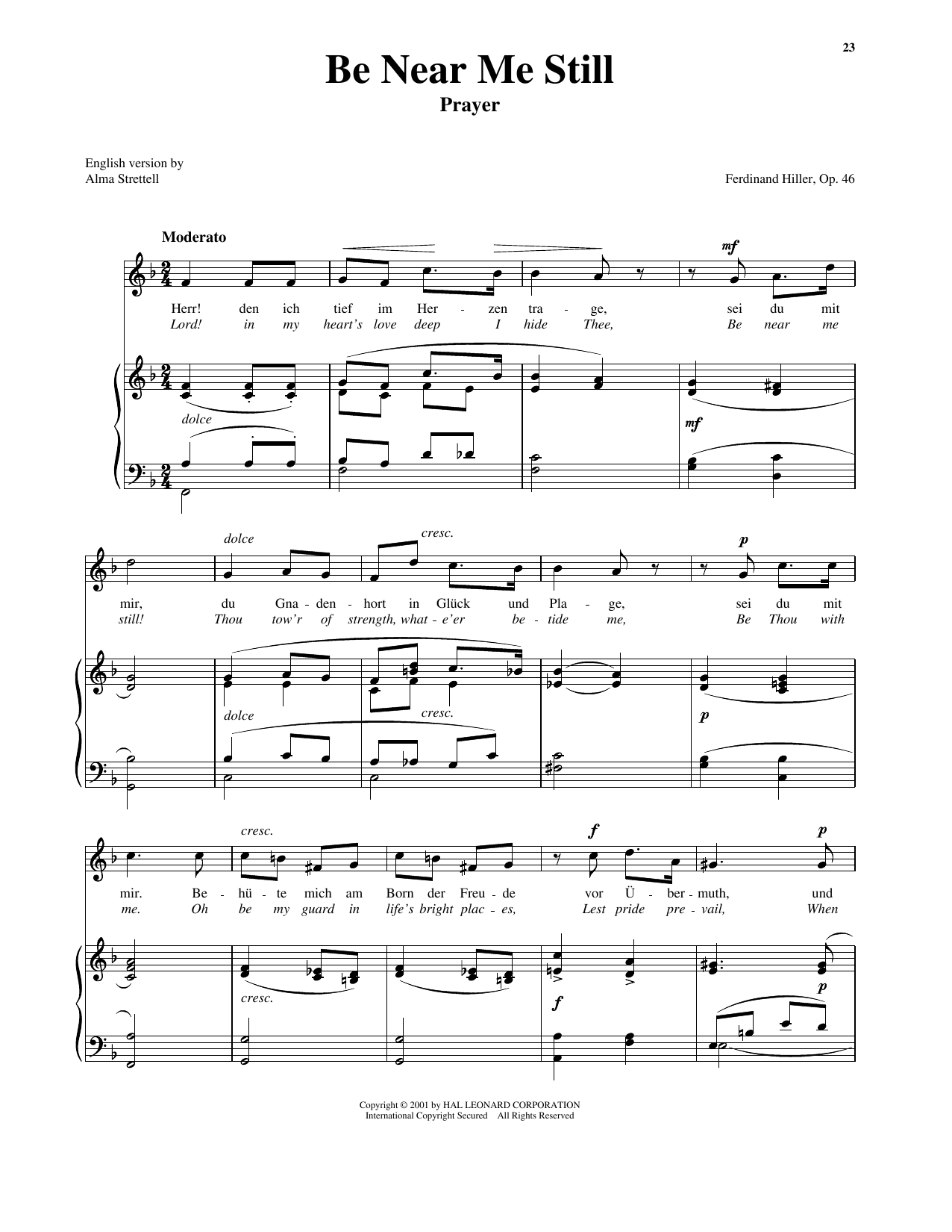 Ferdinand Hiller Be Near Me Still (arr. Richard Walters) (High Voice) sheet music notes and chords arranged for Piano & Vocal