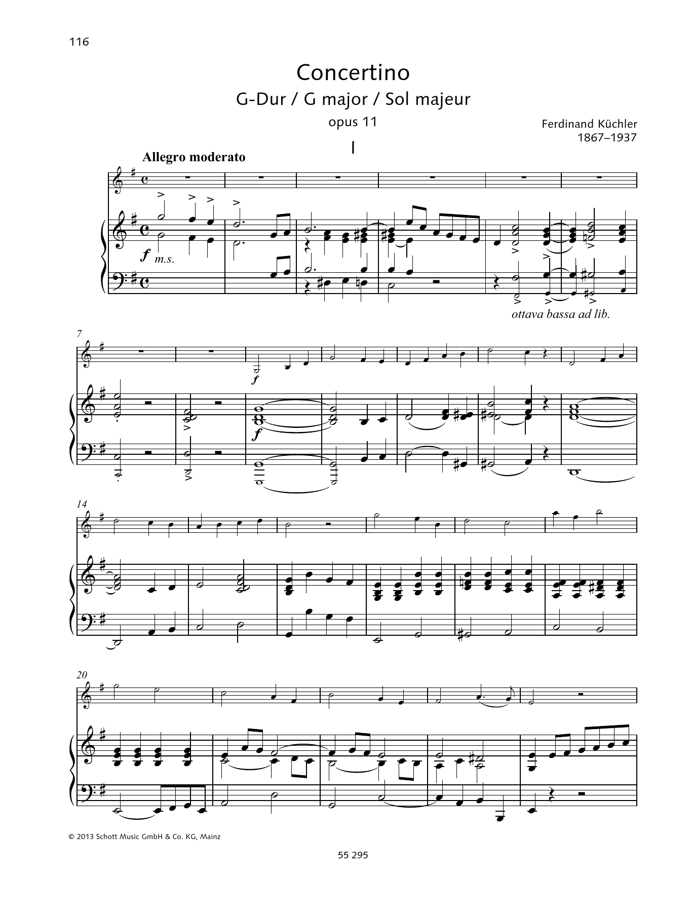 Ferdinand Küchler Concertino G major sheet music notes and chords arranged for String Solo