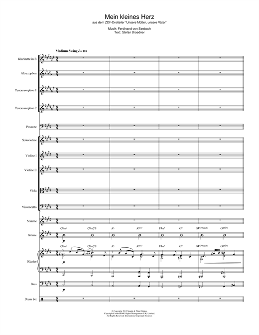 Ferdinand Von Seebach Mein Kleines Herz sheet music notes and chords arranged for Big Band & Concert Band
