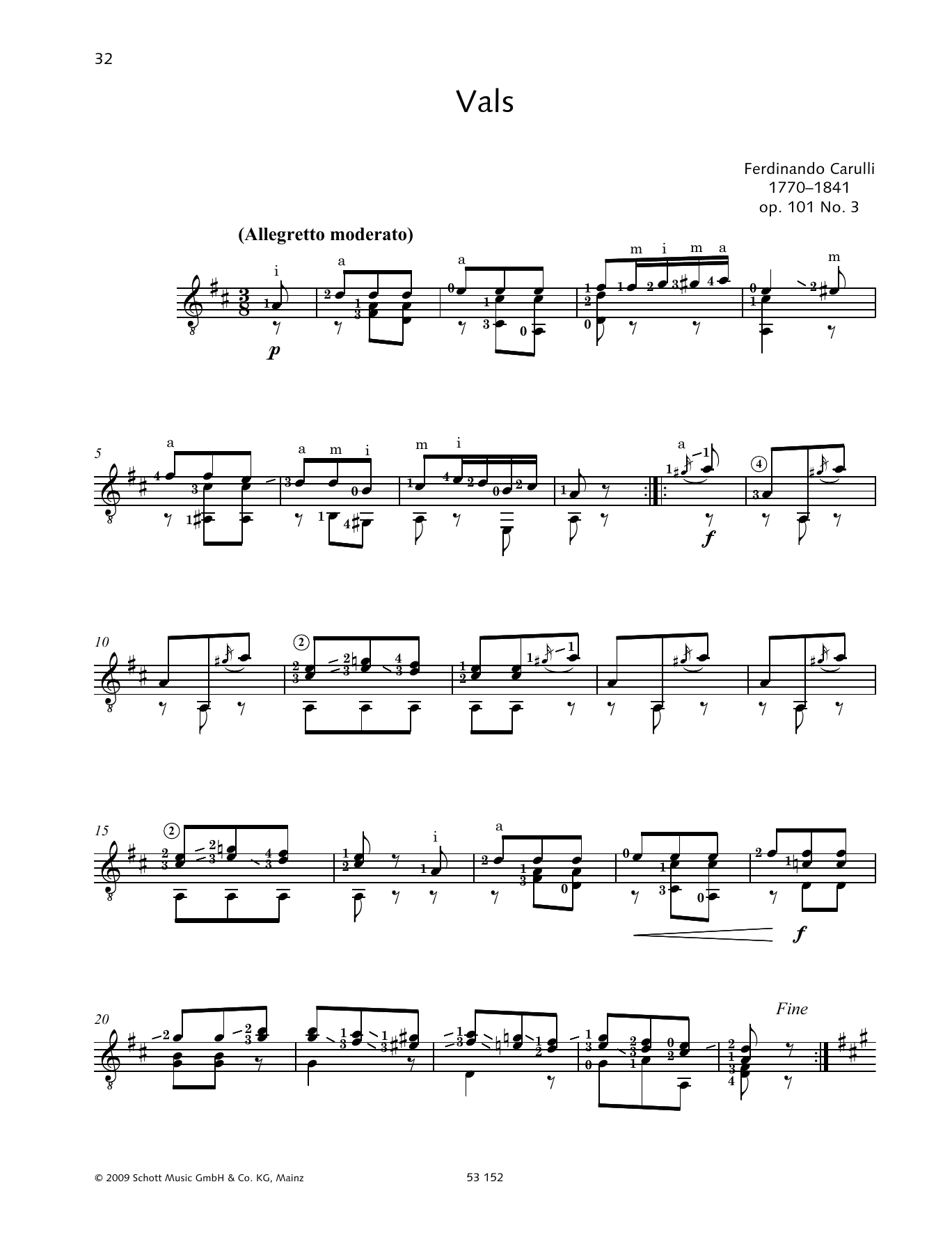 Ferdinando Carulli Vals sheet music notes and chords arranged for Solo Guitar