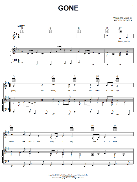 Ferlin Husky Gone sheet music notes and chords arranged for Piano, Vocal & Guitar Chords (Right-Hand Melody)