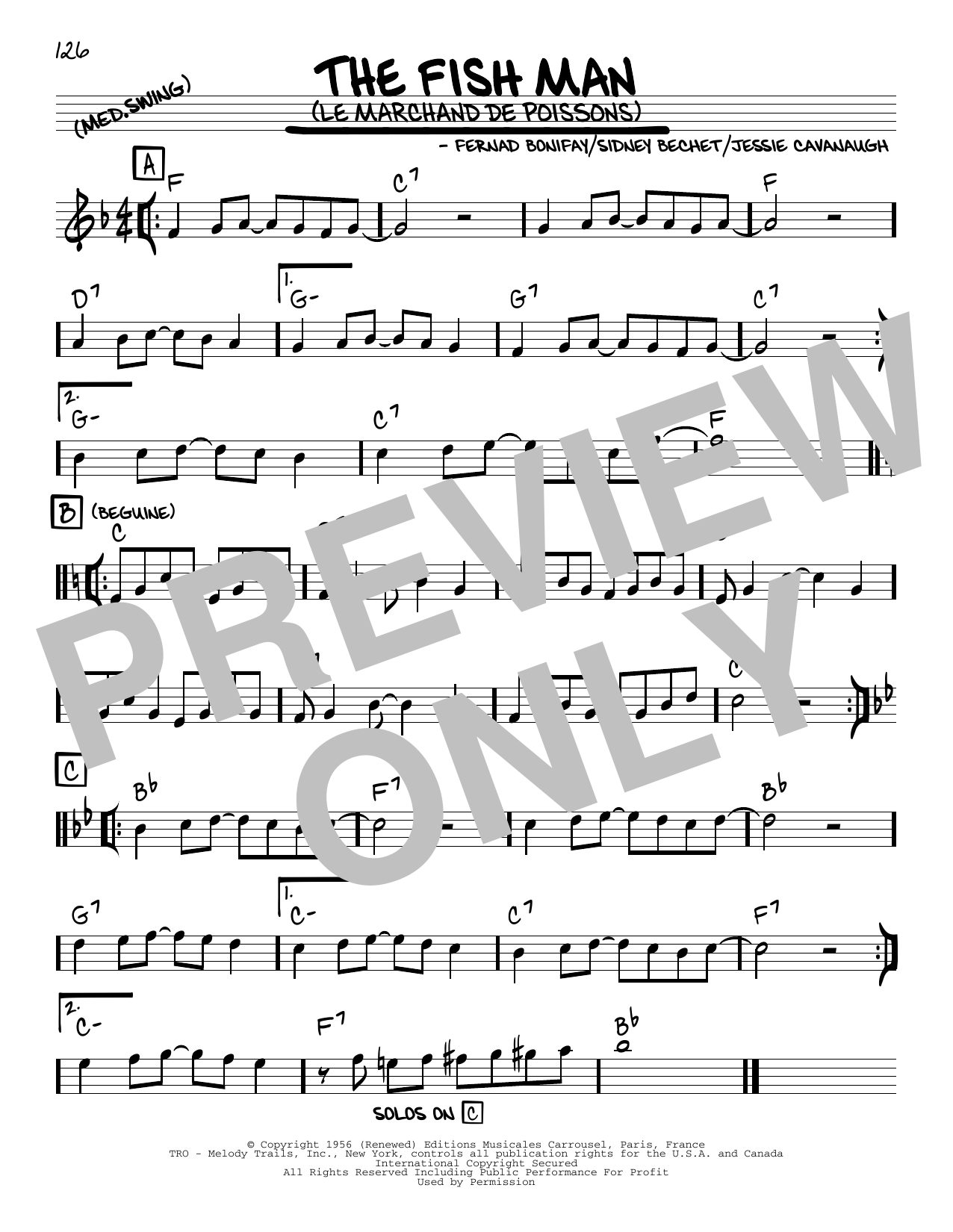 Fernad Bonifay The Fish Man (Le Marchand De Poissons) (arr. Robert Rawlins) sheet music notes and chords arranged for Real Book – Melody, Lyrics & Chords