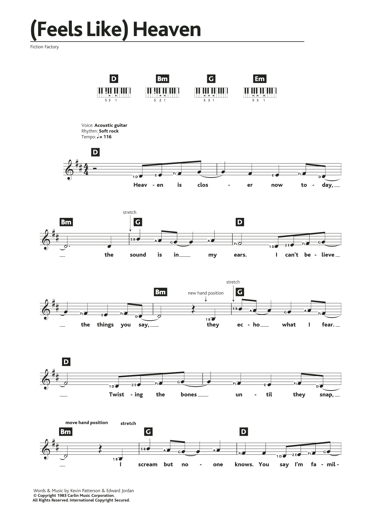 Fiction Factory (Feels Like) Heaven sheet music notes and chords arranged for Piano Chords/Lyrics