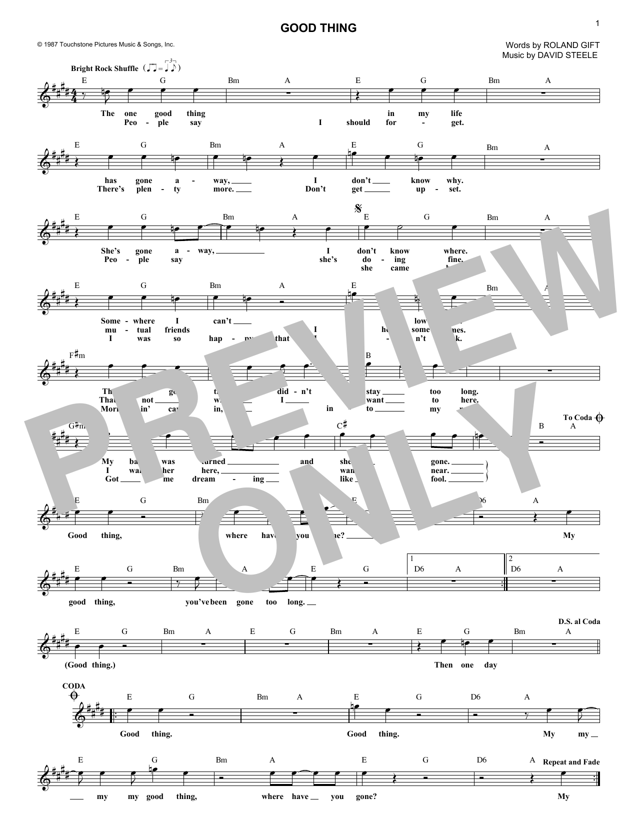 Fine Young Cannibals Good Thing sheet music notes and chords arranged for Lead Sheet / Fake Book