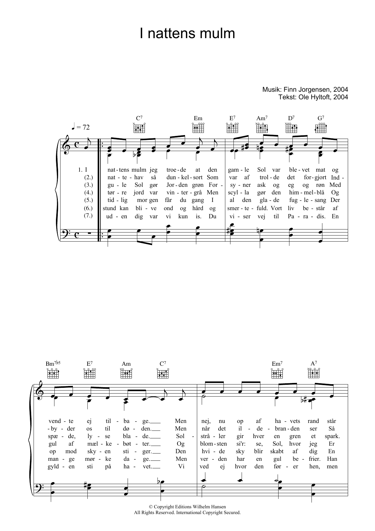 Finn Jørgensen I Nattens Mulm sheet music notes and chords. Download Printable PDF.