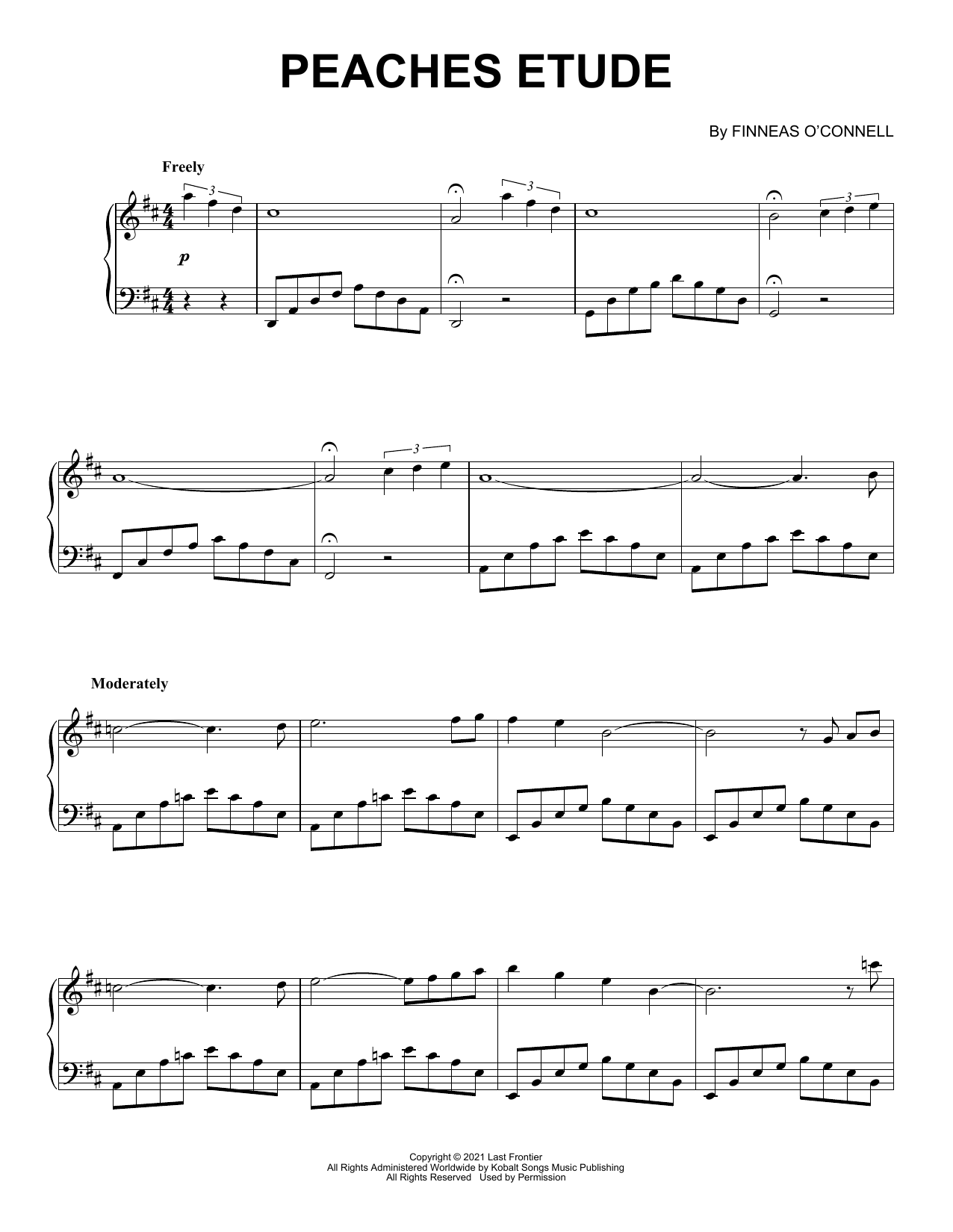 FINNEAS Peaches Etude sheet music notes and chords arranged for Piano Solo