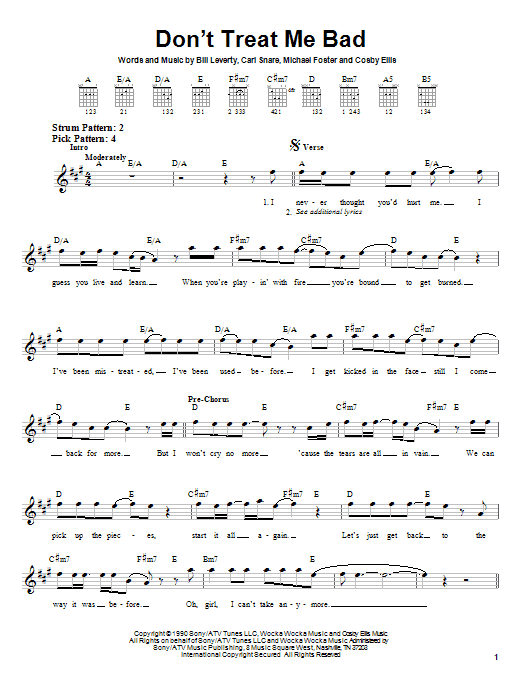 Firehouse Don't Treat Me Bad sheet music notes and chords arranged for Guitar Tab (Single Guitar)