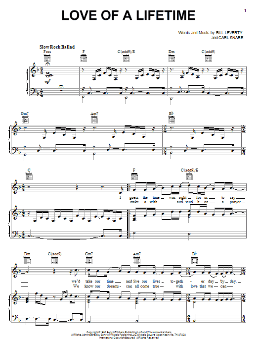 Firehouse Love Of A Lifetime sheet music notes and chords arranged for Piano, Vocal & Guitar Chords (Right-Hand Melody)