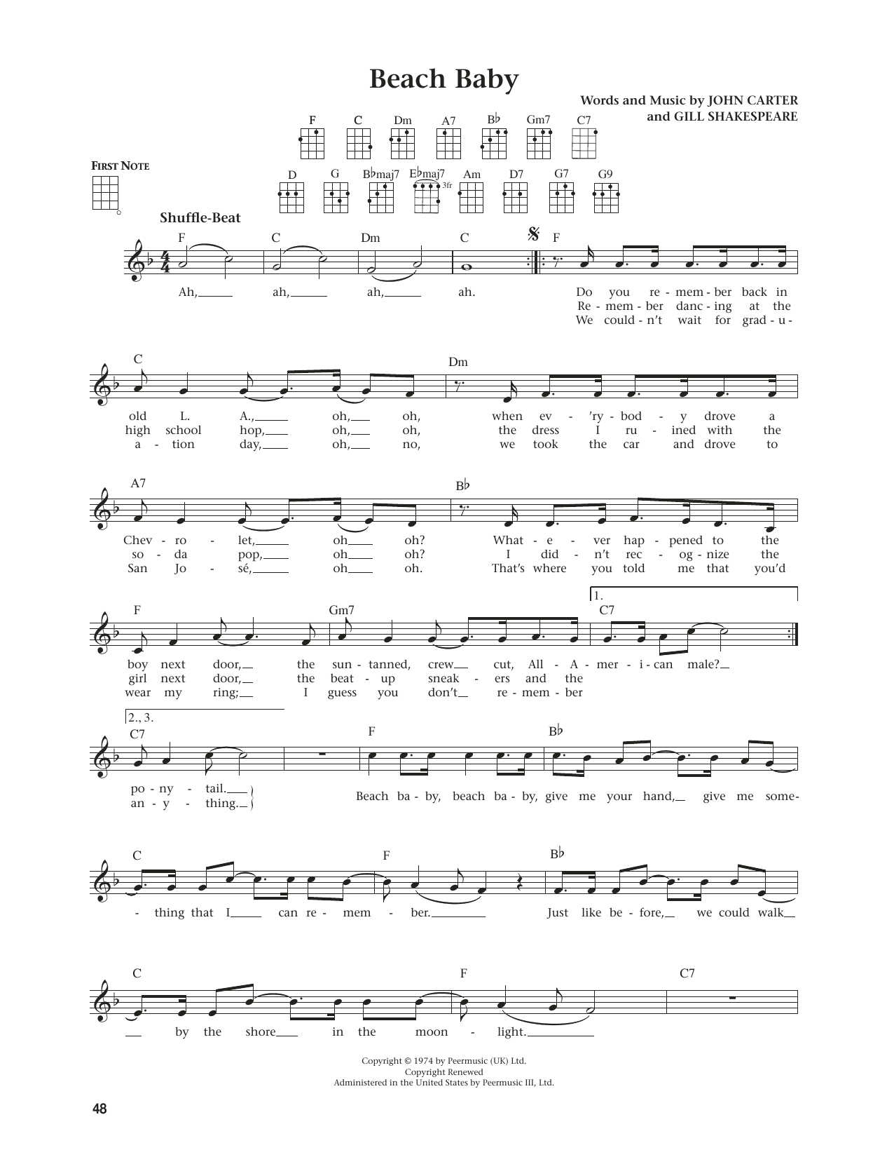 First Class Beach Baby (from The Daily Ukulele) (arr. Jim Beloff) sheet music notes and chords arranged for Ukulele